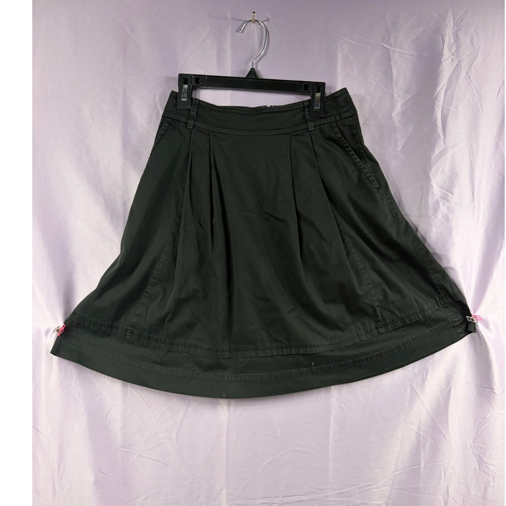 White House Black Market Pleated A-Line Skirt Dark Green Size 00